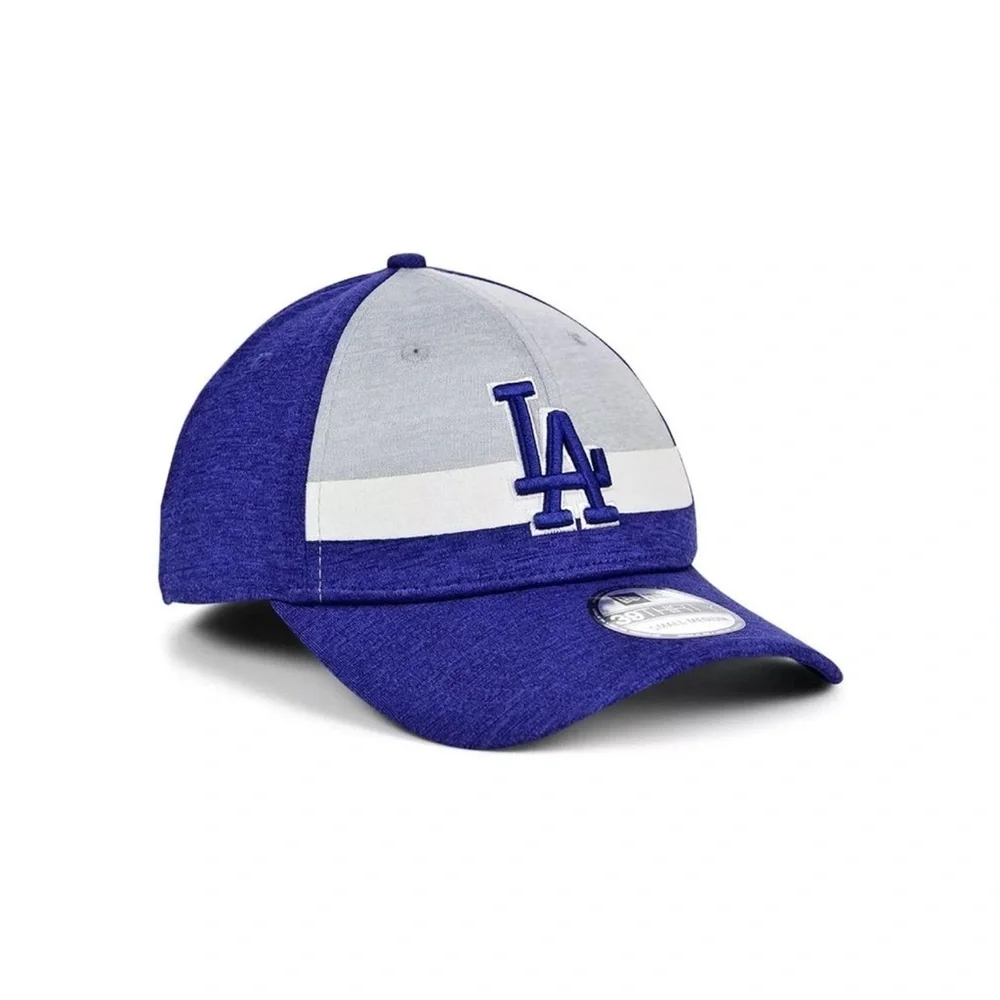 NEW ERA 39thirty Los Angeles Dodgers Hat Cap Blue Tri-Stripes Dual Logo Size S/M